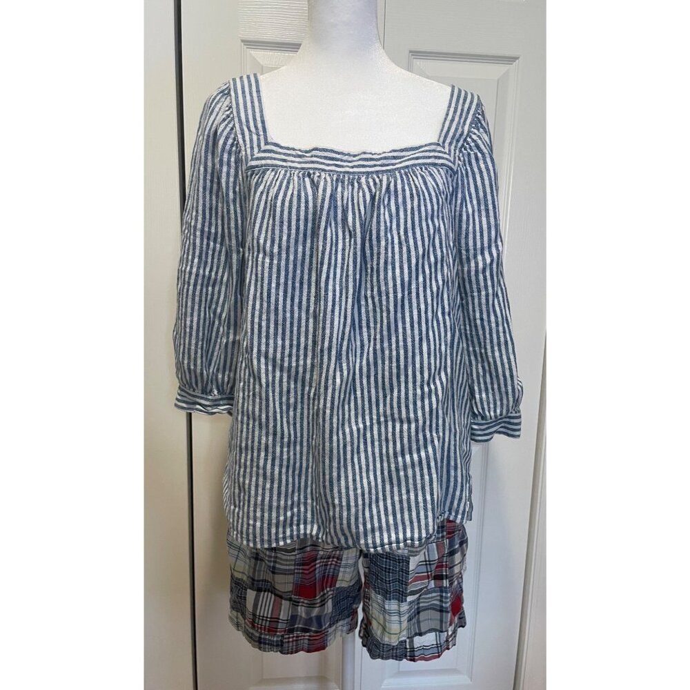 Universal Thread Womens Striped Peasant Blouse Size‎ M Prairie Cottage Oversized